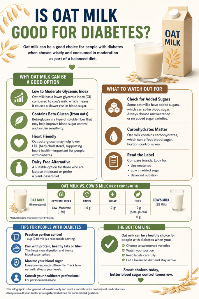 Is oat milk good for diabetes infographic