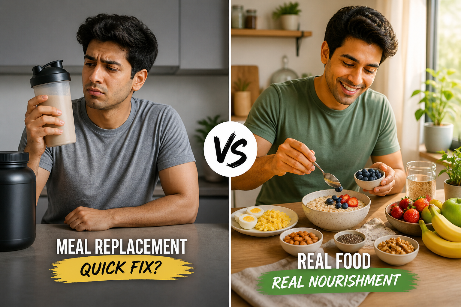 Do meal replacement shakes work compared to real food for weight loss and health